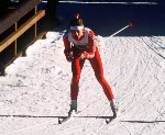 Canada's Jon Servold participates in the cross-country portion of the nordic combined ski event at the 1988 Winter Olympics in Calgary. (CP PHOTO/COA/ S. Grant)