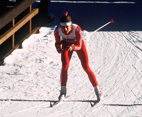 Canada's John Servold participates in the cross-country portion of the nordic combined ski event at the 1988 Winter Olympics in Calgary. (CP PHOTO/COA/ S. Grant)