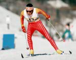 Pierre Harvey du Canada participe  une preuve de ski de fond aux Jeux olympiques d'hiver de Calgary de 1988. (Photo PC/AOC)