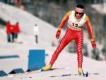Canada's Pierre Harvey competes in a cross country ski event at the 1988 Calgary Olympic winter Games. (CP PHOTO/COA/ J. Gibson)