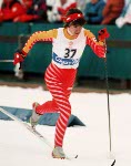 Angela Schmidt-Foster du Canada participe  une preuve de ski de fond aux Jeux olympiques d'hiver de Calgary de 1988. (Photo PC/AOC)