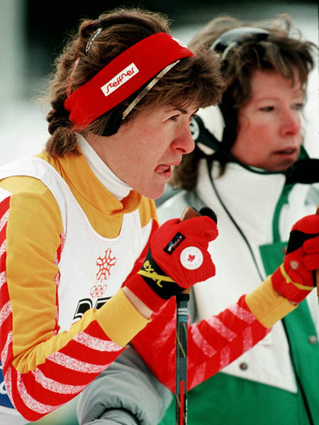 Canada's Angela Schmidt-Foster competes in a cross country ski event at the 1988 Calgary Olympic winter Games. (CP PHOTO/COA/ J. Gibson)