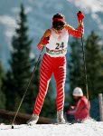 Canada's Angela Schmidt-Foster competes in a cross country ski event at the 1988 Calgary Olympic winter Games. (CP PHOTO/COA/ J. Gibson)
