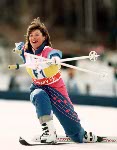 Meredith Gardner du Canada participe  l'preuve de ballet lors des comptitions de ski acrobatique aux Jeux olympiques d'hiver de Calgary de 1988. (Photo PC/AOC)