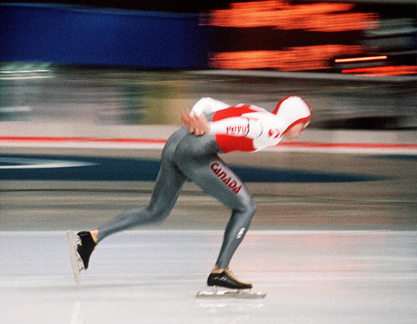 Canada's Ben Lamarche participates in the speedskating event at the 1988 Winter Olympics in Calgary. (CP PHOTO/COA/T. Grant)