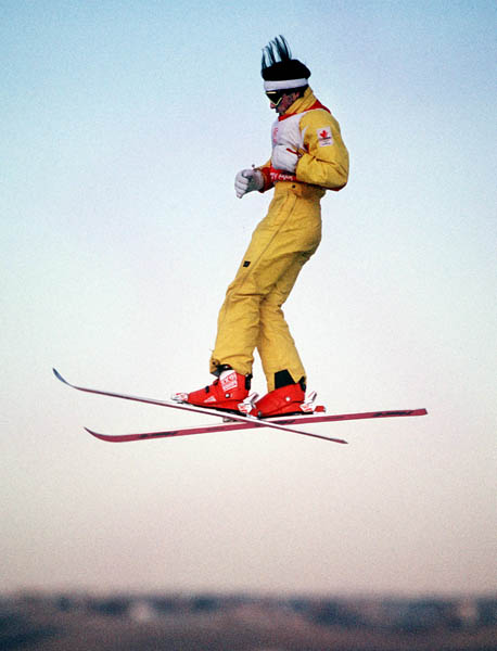 Canada's Lloyd Langlois competes in the freestyle aerials ski event at the 1988 Calgary Olympic winter Games. (CP PHOTO/COA/F.S.Grant)
