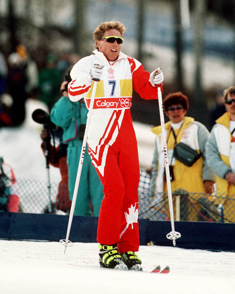 Canada's Dave Walker competes in the freestyle ballet ski event at the 1988 Calgary Olympic winter Games. (CP PHOTO/COA/F.S.Grant)
