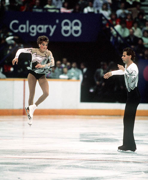 Canada's Isabelle Brasseur (left) and Loyd Eisler participate in the pairs figure skating event at the 1988 Winter Olympics in Calgary. (CP PHOTO/COA/S.Grant)