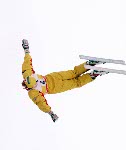 Canada's Philippe Laroche competing in the freestyle aerials ski event at the 1992 Albertville Olympic winter Games. (CP PHOTO/COA/Scott Grant)