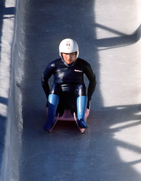 Canada's Kim Ingrim participates in the luge event at the 1988 Winter Olympics in Calgary. (CP PHOTO/COA/ T. O'lett)