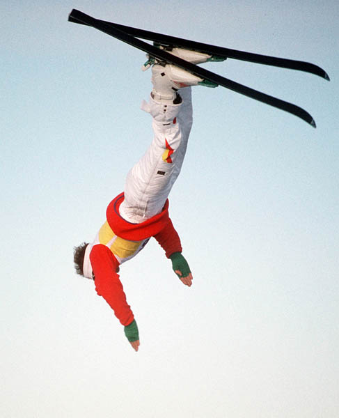 Canada's Jean-Marc Rozon competes in the freestyle aerials ski event at the 1988 Calgary Olympic winter Games. (CP PHOTO/COA/F.S.Grant)