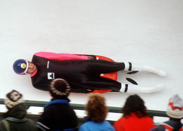 Canada's Chris Wightman participates in the luge event at the 1988 Winter Olympics in Calgary. (CP PHOTO/COA/ T. O'lett)