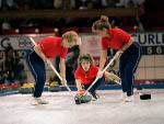 Canada's John Ferguson competes in the curling event at the 1988 Calgary Olympic winter Games. (CP PHOTO/COA/Ted Grant)