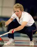 Canada's Lindsay Sparks competes in the curling event at the 1988 Calgary Olympic winter Games. (CP PHOTO/COA/Ted Grant)
