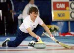 Canada's Neil Houston (left) and Brent Syme compete in the curling event at the 1988 Calgary Olympic winter Games. (CP PHOTO/COA/Ted Grant)