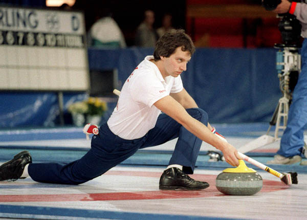 Canada's Brent Syme competes in the curling event at the 1988 Calgary Olympic winter Games. (CP PHOTO/COA/Ted Grant)