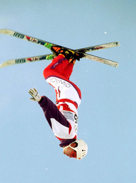 Canada's Philippe Laroche competes in the freestyle aerials ski event at the 1992 Albertville Olympic winter Games. (CP PHOTO/COA/Scott Grant)