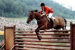 Canada's Jim Day rides Viceroy in an equestrian event at the 1976 Montreal Olympic games. (CP PHOTO/ COA/MB)