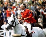 Canada's Jim Elder rides Raffles II in an equestrian event at the 1976 Montreal Olympic games. (CP PHOTO/ COA/MB)