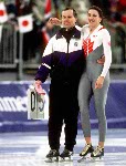 Canada's Kevin Scott and Coach Jack Walters  competing in the speed skating event at the 1992 Albertville Olympic winter Games. (CP PHOTO/COA/Scott Grant)