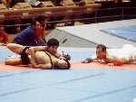 Canada's Mitch Kawasaki (left) competes in the wrestling event at the 1976 Olympic games in Montreal. (CP PHOTO/ COA/RW)