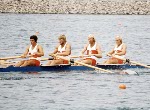 Canada's Ian Gordon, Phil Monckton, Andy Van Ruyven and Brian Dick compete in the men's 4x rowing event at the 1976 Montreal Olympic Games. (CP Photo/COA)