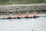 Canada's Ian Gordon, Phil Monckton, Andy Van Ruyven and Brian Dick compete in the men's 4x rowing event at the 1976 Montreal Olympic Games. (CP Photo/COA)