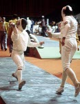 Canada's Marc Lavoie (left) competes in the fencing event at the 1976 Olympic games in Montreal. (CP PHOTO/ COA/ BB)