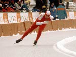 Benot Lamarche du Canada participe au patinage de vitesse longue piste aux Jeux olympiques d'hiver de Sarajevo de 1984. (Photo PC/AOC)