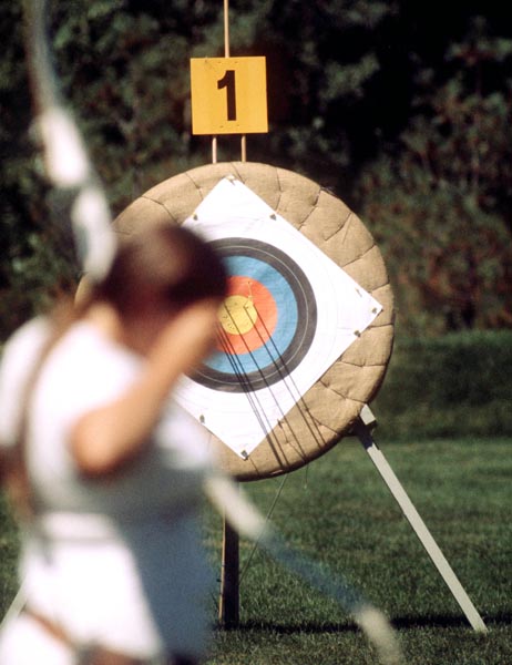 Canada's Wanda Allen competes in the archery event at the 1976 Olympic Games in Montreal. (CP Photo/ COA/Ted Grant)