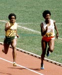 Canada's Marjorie Bailey (right) competes in an athletics event at the 1976 Olympic games in Montreal. (CP PHOTO/ COA/RW)