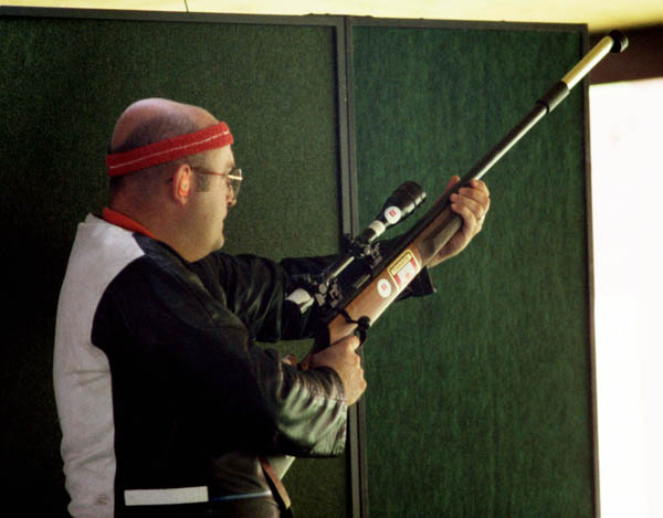 Canada's David Lee competes in the shooting event at the 1984 Olympic games in Los Angeles. (CP PHOTO/ COA/ Tim O'lett)