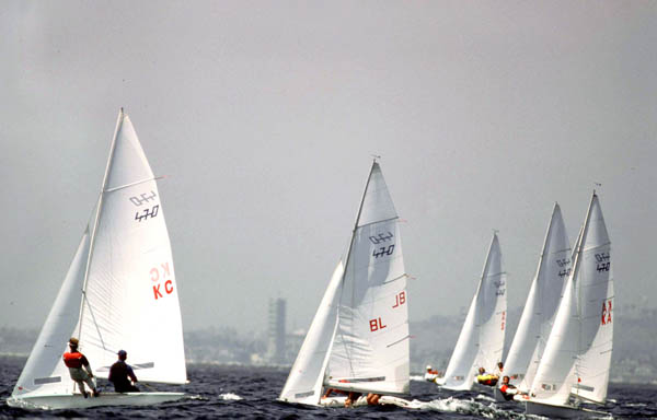 Canada's Frank McLaughlin and Martin ten Hove (left) compete in the yachting event at the 1984 Olympic games in Los Angeles. (CP PHOTO/ COA/ Cromby McNeil)