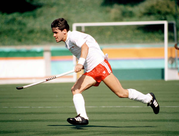 Canada's Trevor Porritt plays field hockey at the 1984 Los Angeles Olympic Games. (CP Photo/ COA/ Ted Grant)
