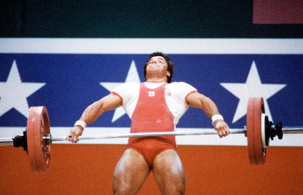 Canada's Jacques Demers competes in the weightlifting event at the 1984 Olympic games in Los Angeles. (CP PHOTO/ COA/Tim O'lett )