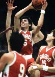 Canada's Jay Triano (9) plays basketball at the 1984 Olympic Games in Los Angeles. (CP PHOTO/COA/J. Merrithew)