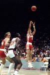 Canada's Eli Pasquale (6) plays basketball at the 1984 Olympic Games in Los Angeles. (CP PHOTO/COA/J. Merrithew)