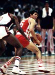 Canada's Eli Pasquale (6) plays basketball at the 1984 Olympic Games in Los Angeles. (CP PHOTO/COA/J. Merrithew)