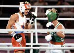 Canada's Steve Pagendam (left) competes in the boxing event at the 1984 Olympic games in Los Angeles. (CP PHOTO/ COA/ Tim O'lett)