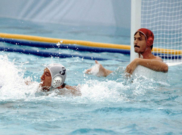 Canada's George Gross (3) competes in the men's water polo event at the 1984 Olympic Games Los Angeles. (CP Photo/COA/Tim O'lett)