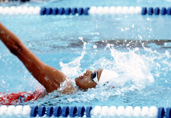 Canada's Reema Abdo competes in the swimming event at the 1984 Olympic games in Los Angeles. (CP PHOTO/ COA/Ted Grant )