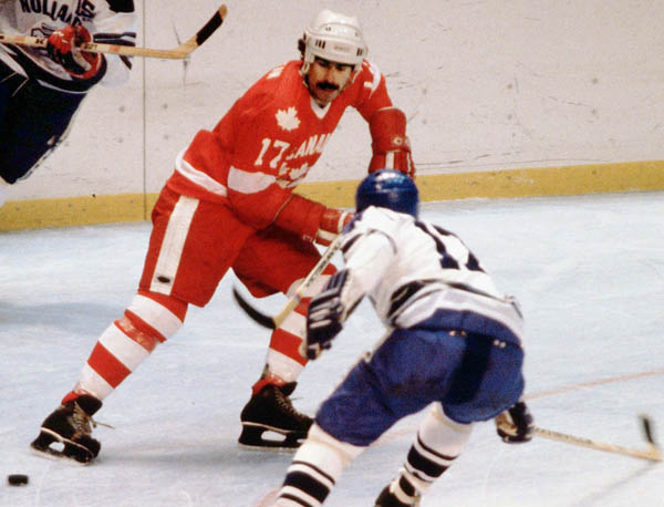 Canada's Paul Maclean (17) participates in hockey action against the Netherlands at the 1980 Winter Olympics in Lake Placid. (CP PHOTO/ COA/ )