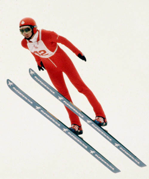 Canada's Horst Bulau competes in the ski jumping event at the 1980 Winter Olympics in Lake Placid. (CP Photo/COA)