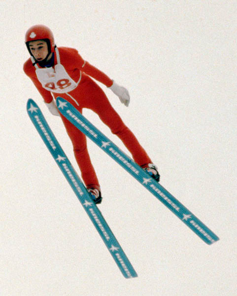 Canada's Steve Collins competes in the ski jumping event at the 1980 Winter Olympics in Lake Placid. (CP Photo/COA)