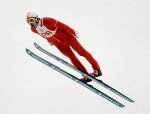 Tauno Kayko du Canada participe  une preuve de saut  ski aux Jeux olympiques d'hiver de Lake Placid de 1980. (Photo PC/AOC)
