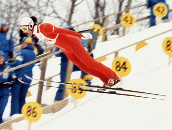 Canada's Tauno Kayko competes in the ski jumping event at the 1980 Winter Olympics in Lake Placid. (CP Photo/COA)
