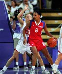 Canada's Stacey Dales (10) runs up the court during basketball action at the Sydney 2000 Olympic Games. (CP PHOTO/ COA)