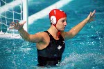 Canada's Ann Dow participates in women's waterpolo preliminary action at the 2000 Sydney Olympic Games. (CP Photo/COA)