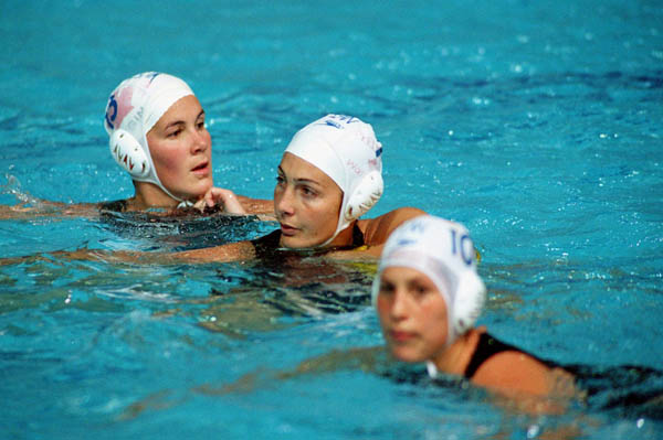 The women's waterpolo team participate in the 2000 Sydney Olympic Games. (CP Photo/COA)