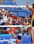 Mark Heese of Toronto goes for the ball in Canada's loss in beach volleyball at the Athens Olympics, Saturday, August 14, 2004. (CP PHOTO/COC-Mike Ridewood)